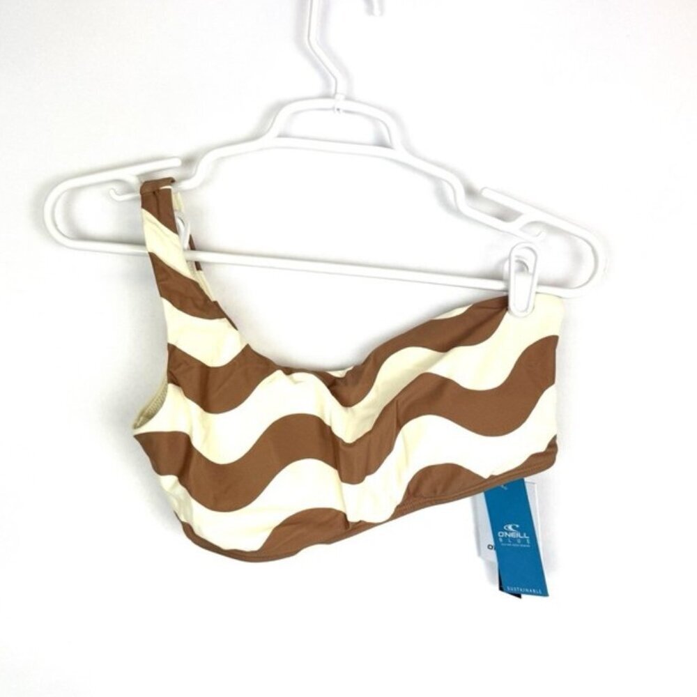 O’Neill Women’s Brown/Cream One Shoulder Bikini Top Size L